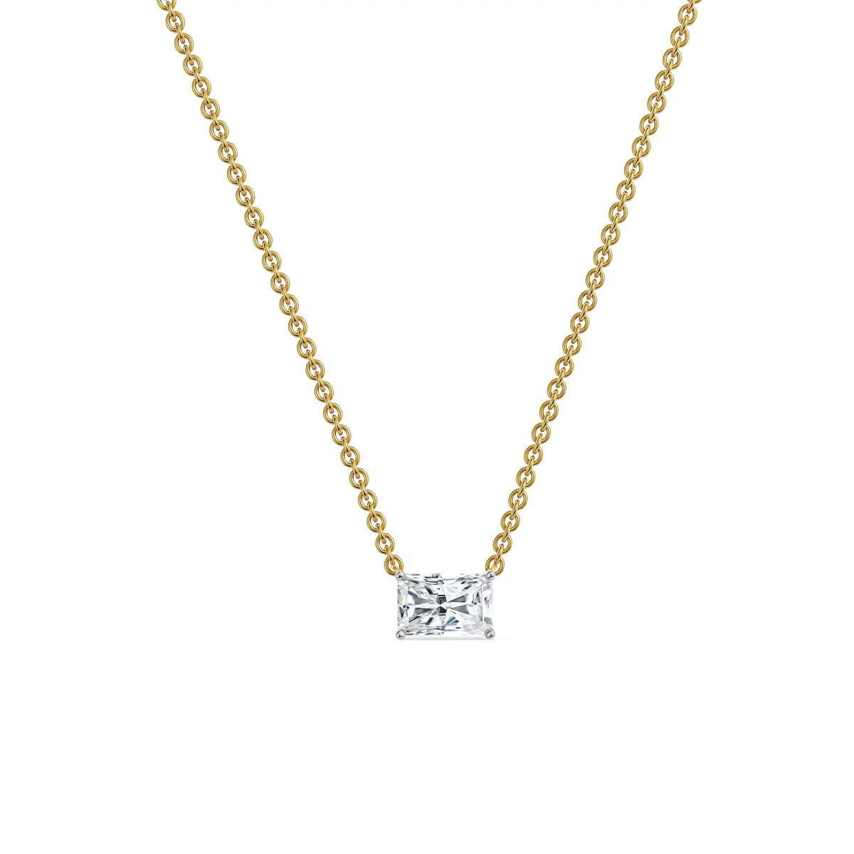 1 CT Radiant Lab Grown Diamond Necklace 9KT