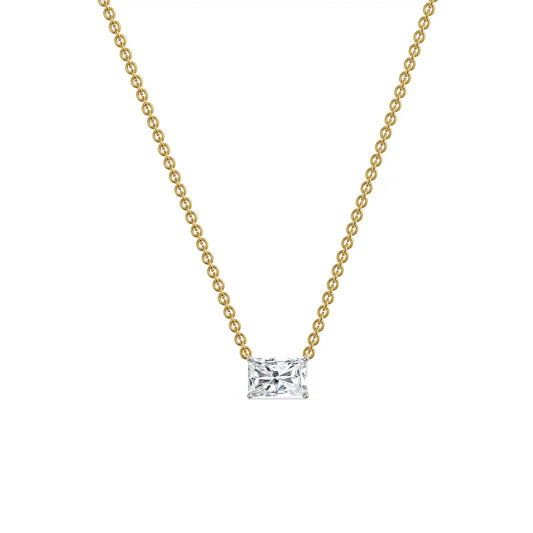 1 CT Radiant Lab Grown Diamond Necklace 9KT