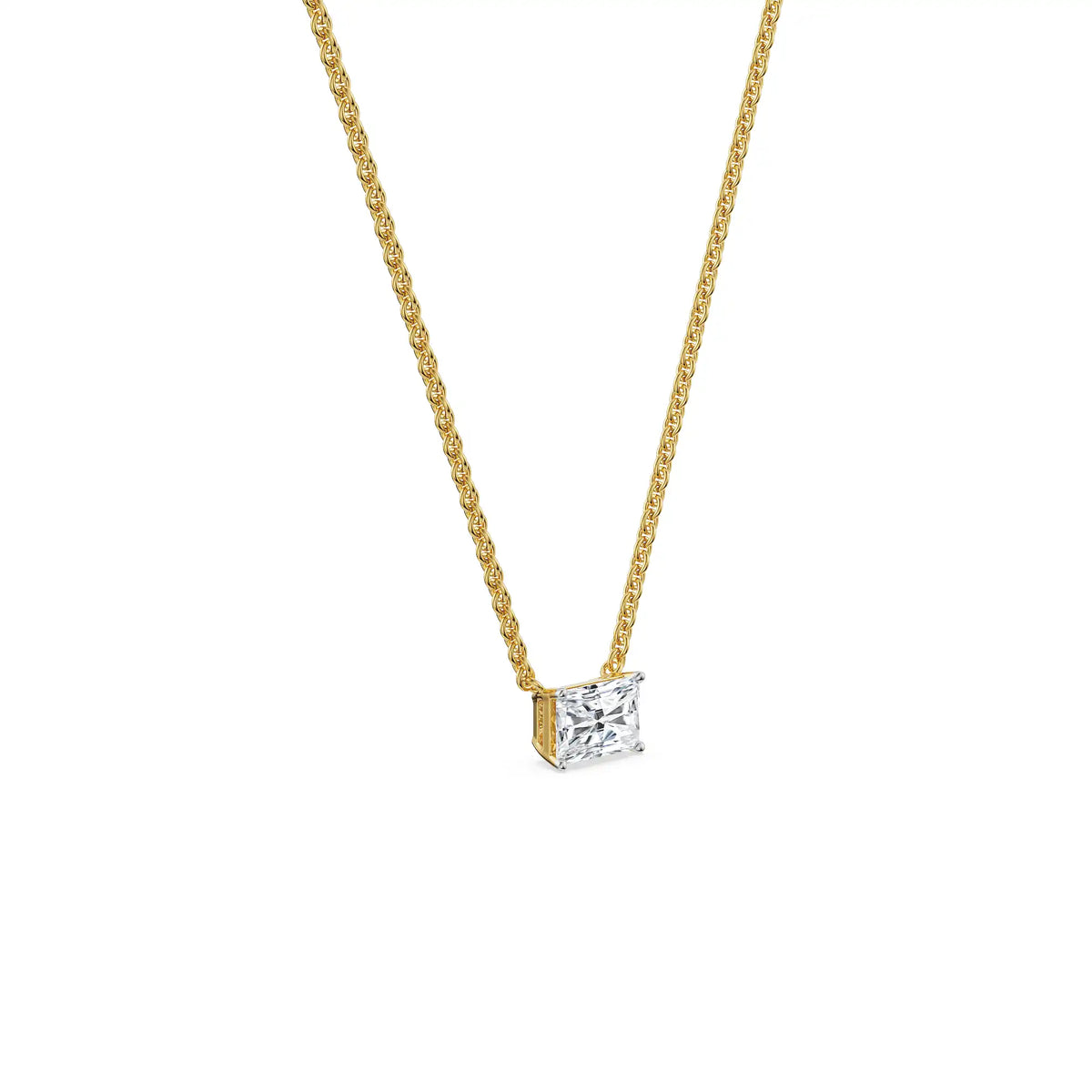 1 CT Radiant Lab Grown Diamond Necklace 9KT