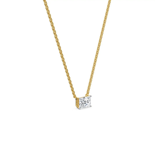 1 CT Radiant Lab Grown Diamond Necklace 9KT