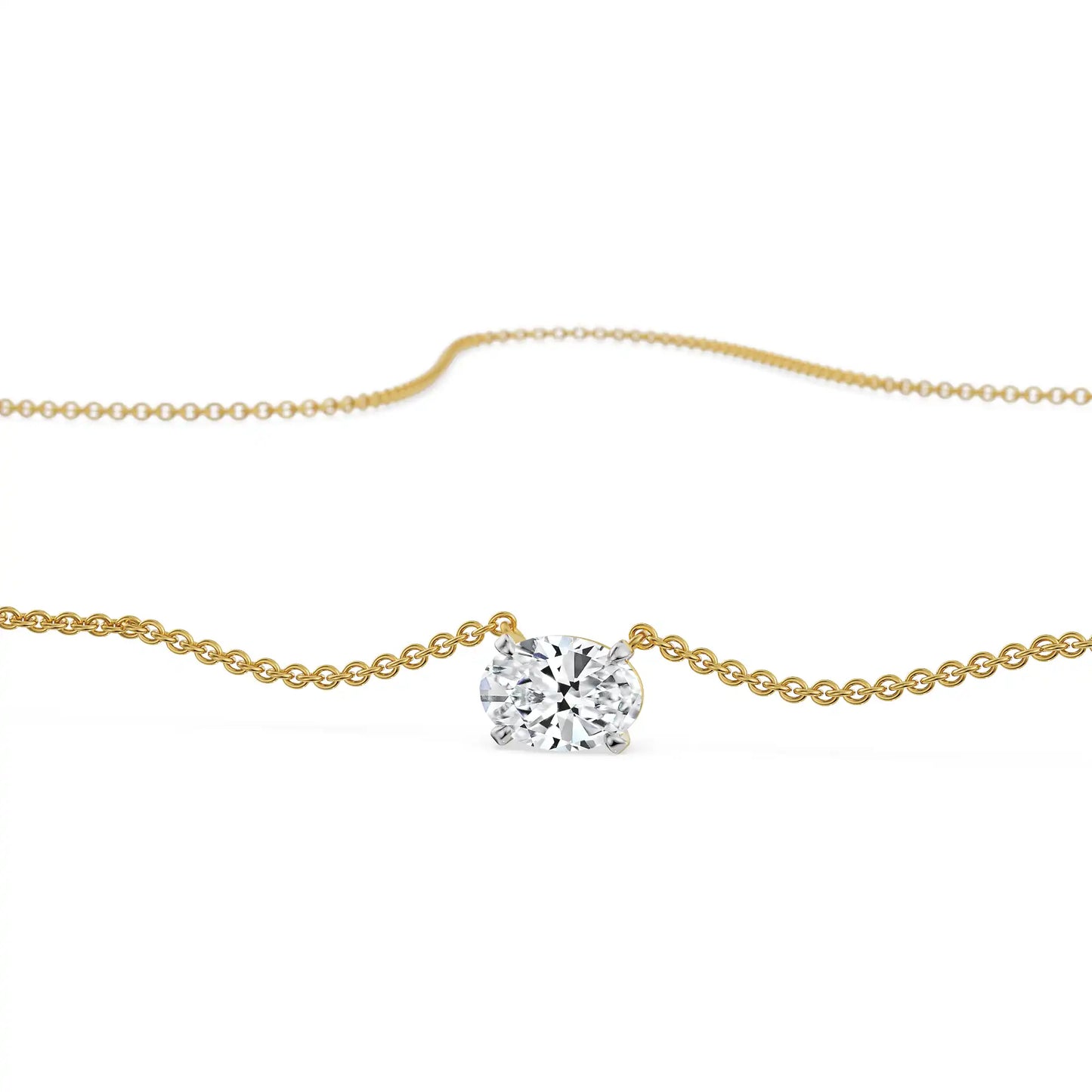 1 CT Oval Lab Grown Diamond Necklace 9KT
