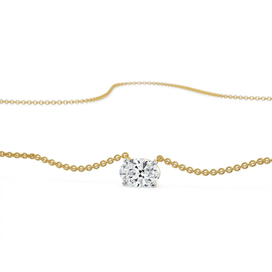 1 CT Oval Lab Grown Diamond Necklace 9KT
