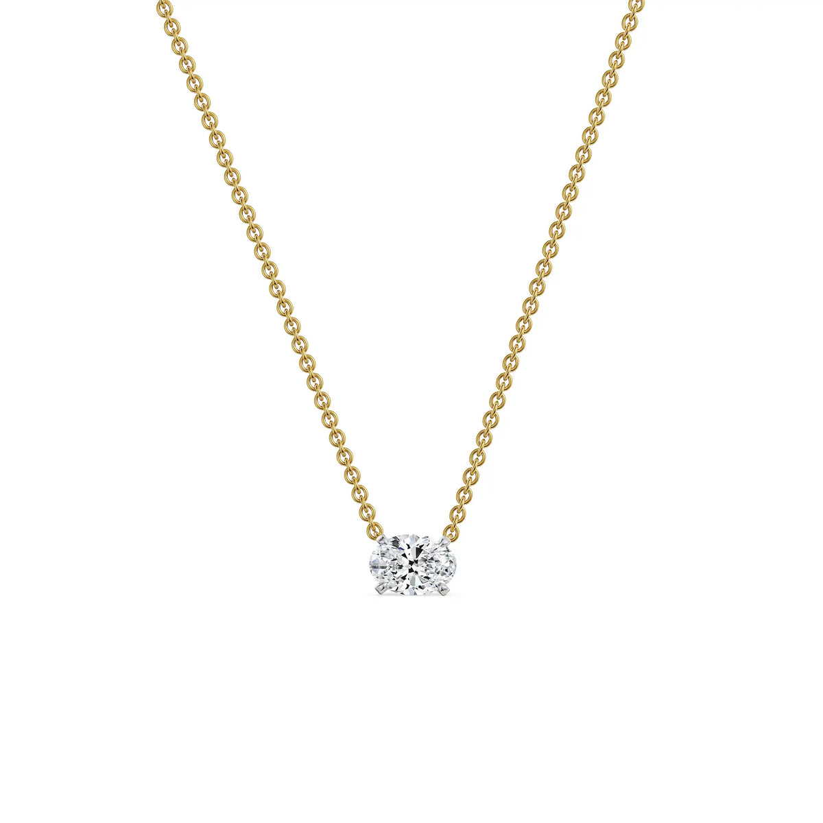 1 CT Oval Lab Grown Diamond Necklace 9KT
