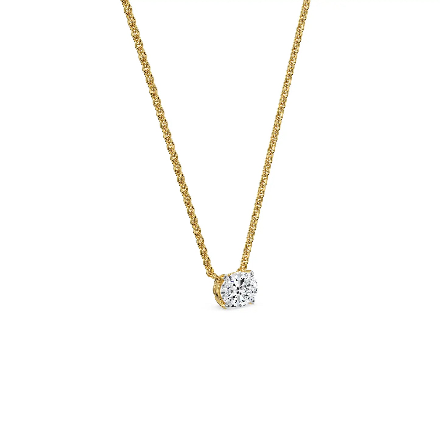 1 CT Oval Lab Grown Diamond Necklace 9KT