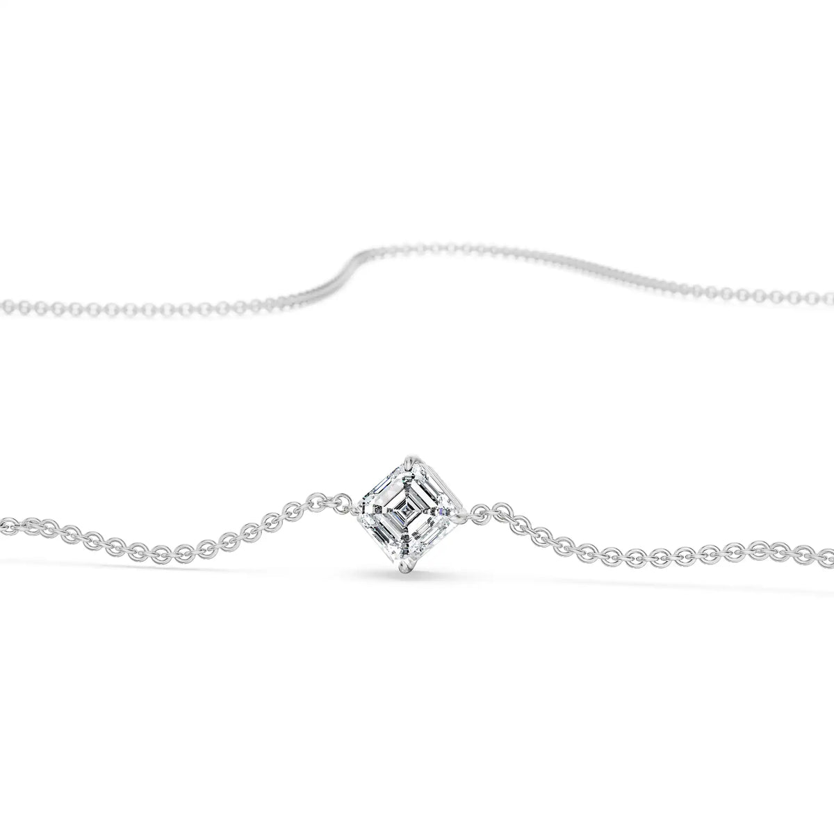 1 CT Asscher Lab Grown Diamond Necklace 9KT