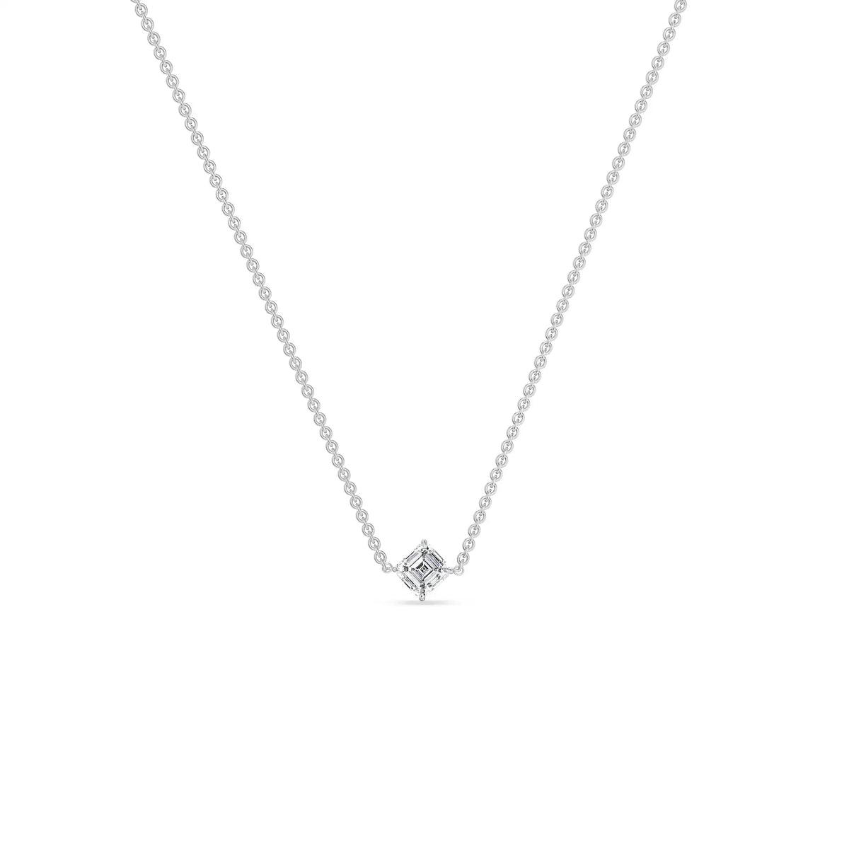1 CT Asscher Lab Grown Diamond Necklace 9KT
