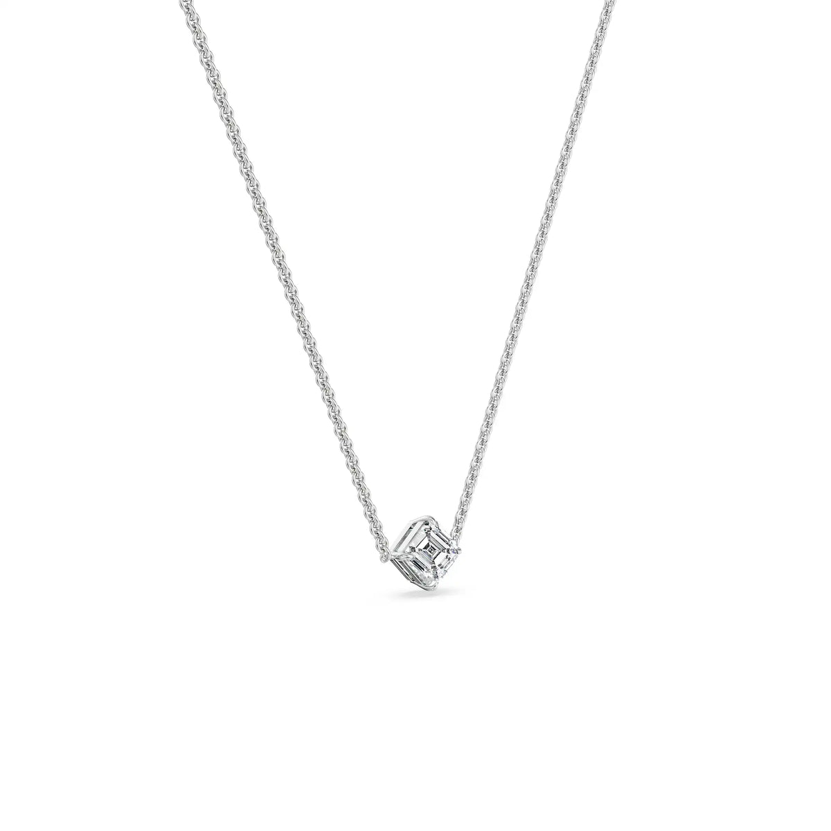 1 CT Asscher Lab Grown Diamond Necklace 9KT