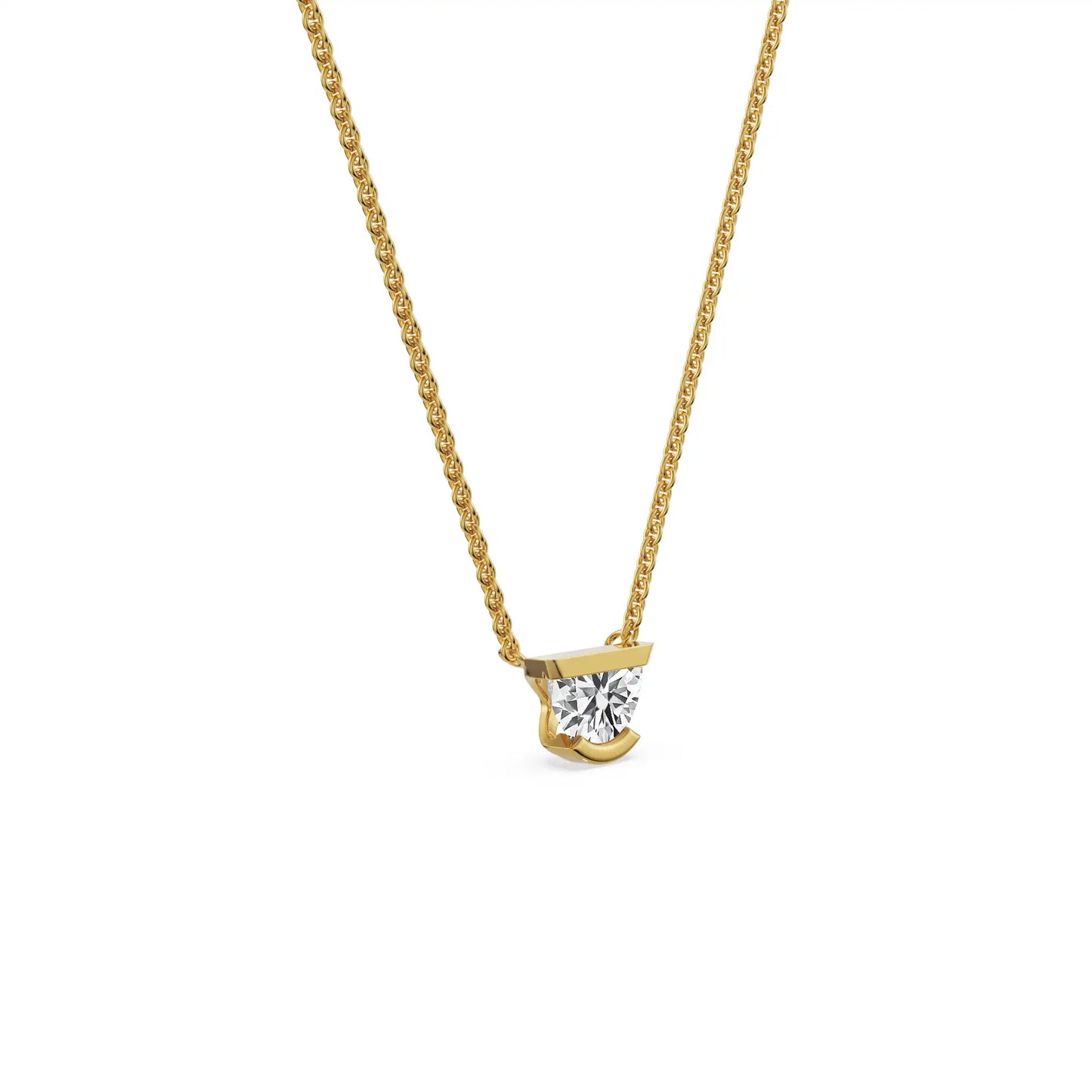 Half Moon Lab Grown Diamond Necklace 9KT