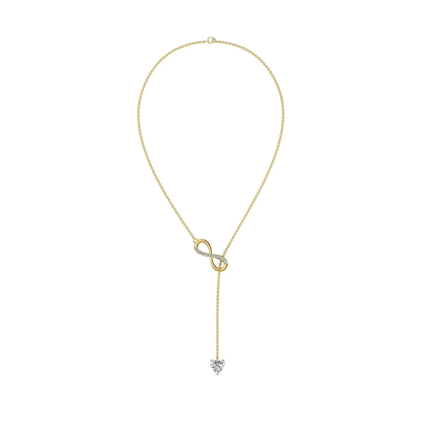 Infinity Heart Lab Grown Diamond Lariat Necklace 9KT
