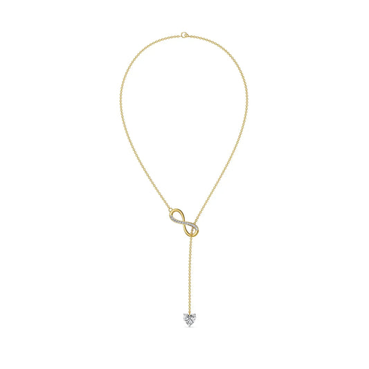 Infinity Heart Lab Grown Diamond Lariat Necklace 9KT