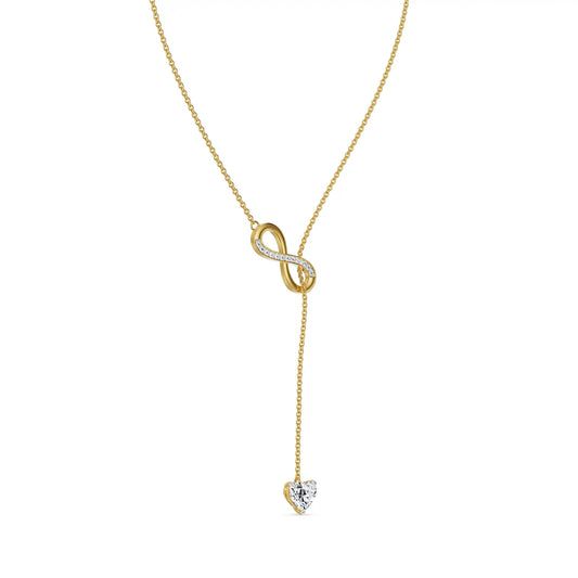 Infinity Heart Lab Grown Diamond Lariat Necklace 9KT