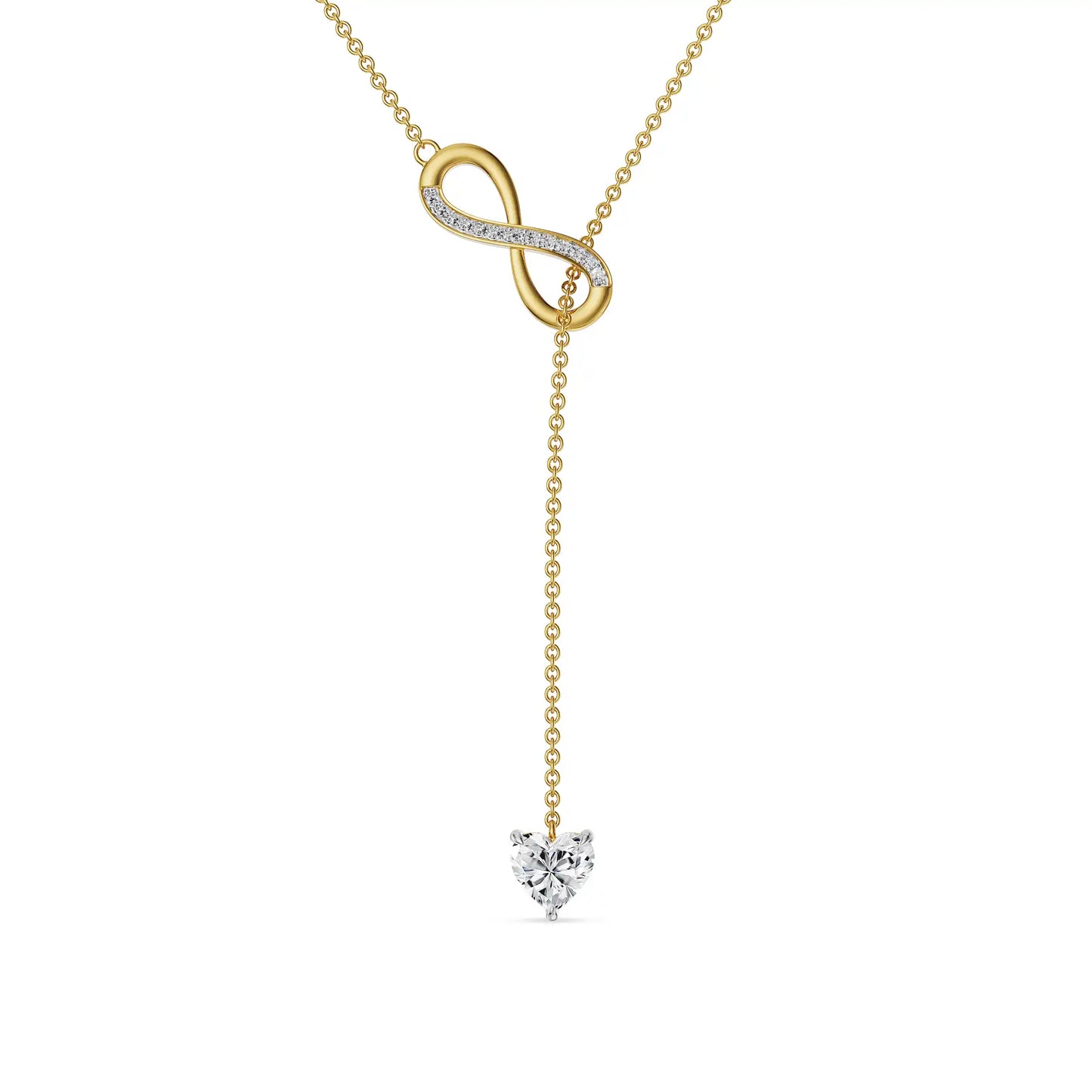Infinity Heart Lab Grown Diamond Lariat Necklace 9KT