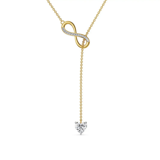 Infinity Heart Lab Grown Diamond Lariat Necklace 9KT