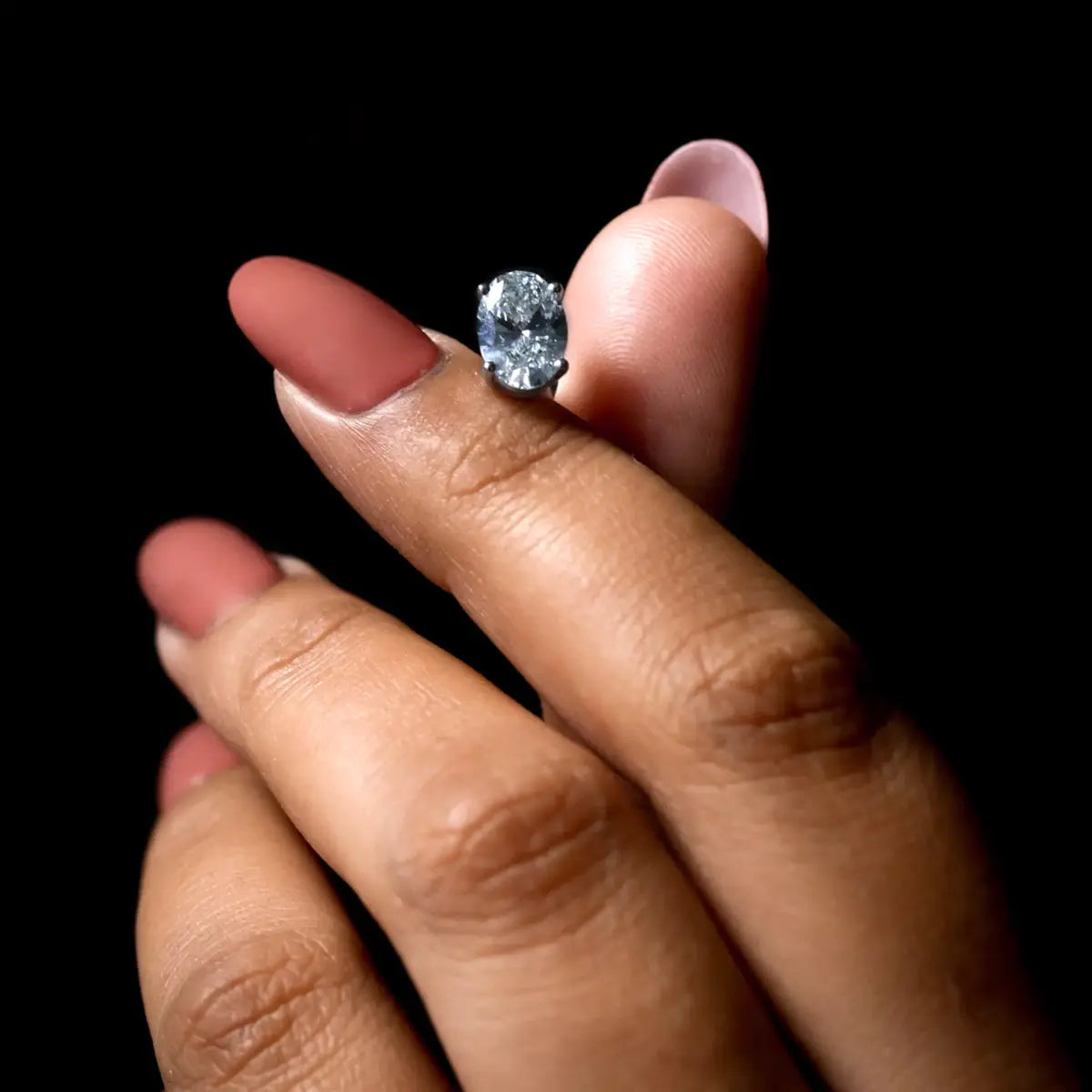 Oval Diamond Solitaire Earrings