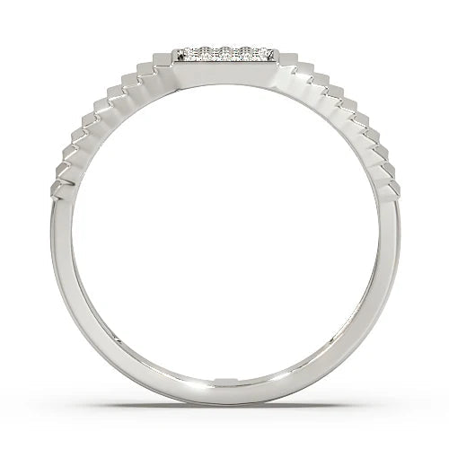 Square Cluster Diamond Men's Ring | Two Tone Ribbed Band Design