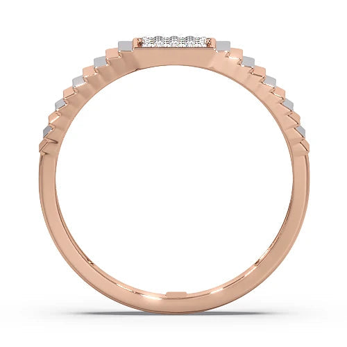 Square Cluster Diamond Men's Ring | Two Tone Ribbed Band Design