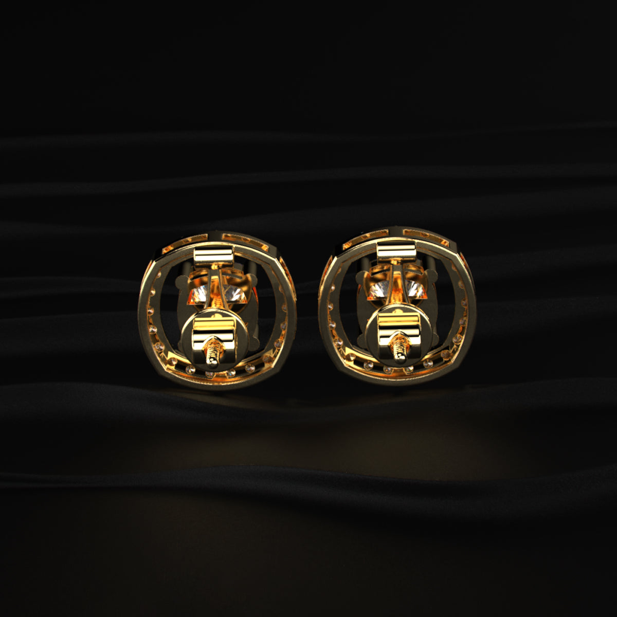 Cushion Cut Stud Earrings With Detachable Halo