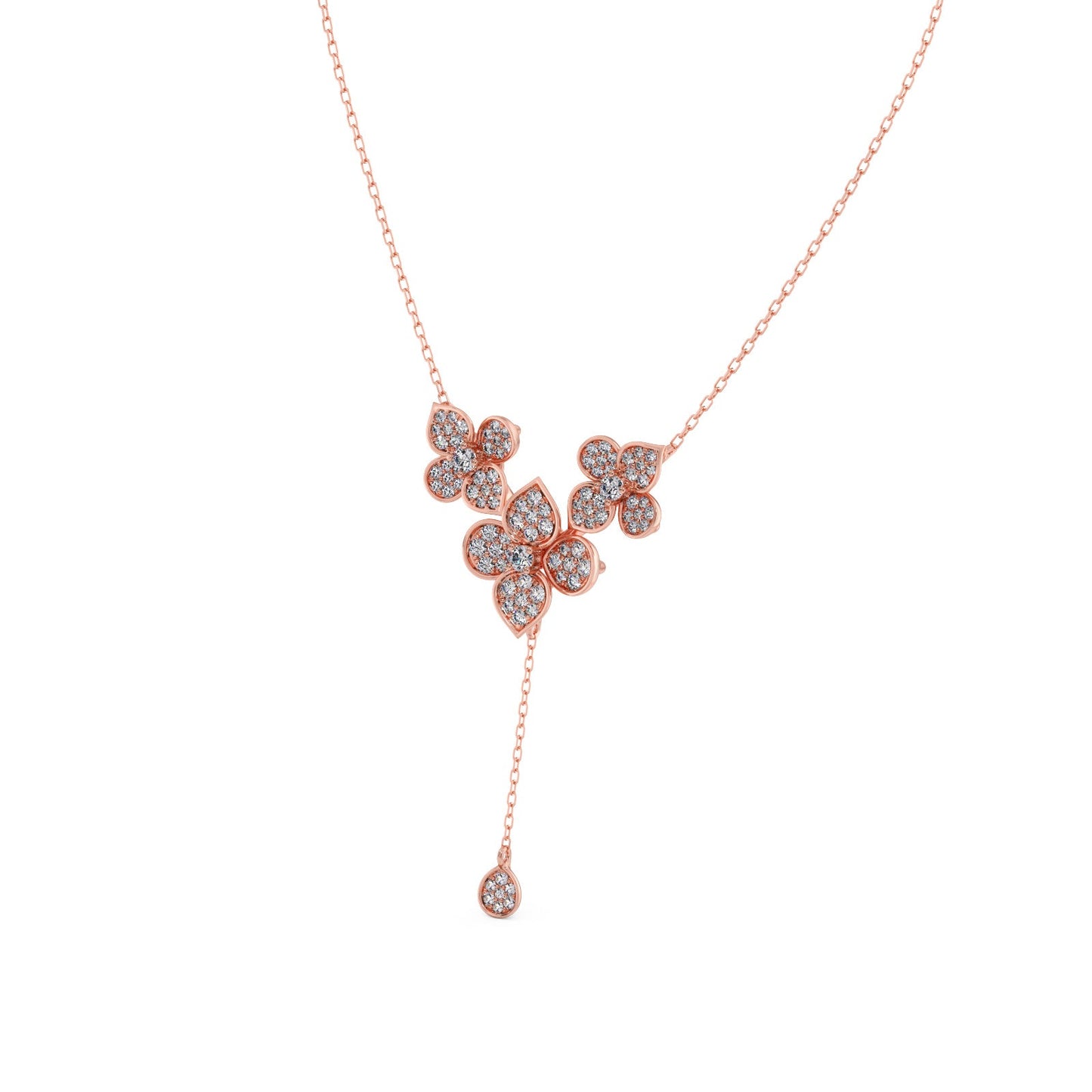 Cluster Diamond Flower Y-Necklace