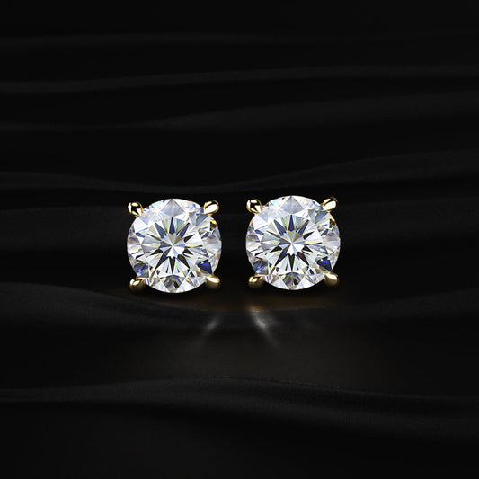 2 Carat Round Diamond Stud Earrings