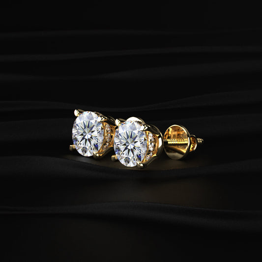 2 Carat Round Diamond Stud Earrings