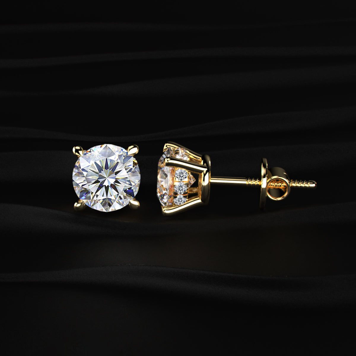 2 Carat Round Diamond Stud Earrings