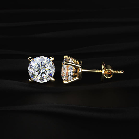 2 Carat Round Diamond Stud Earrings