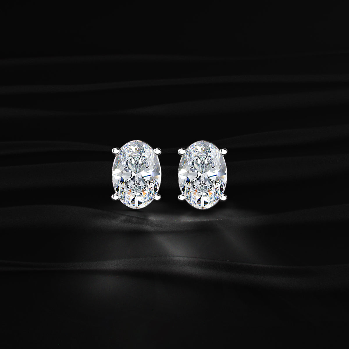 Oval Diamond Solitaire Earrings