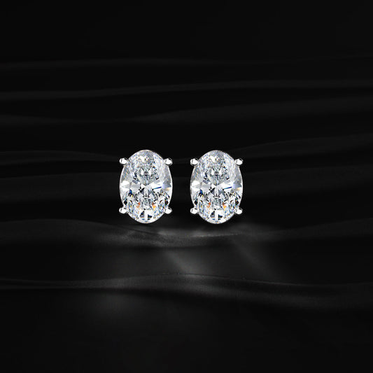 Oval Diamond Solitaire Earrings