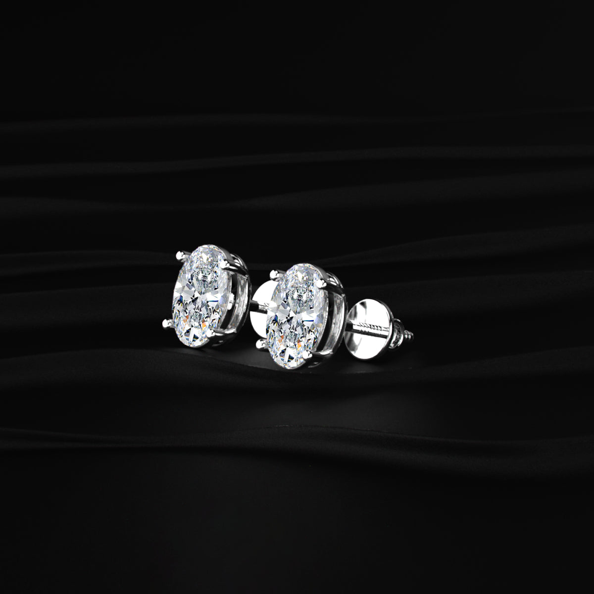 Oval Diamond Solitaire Earrings