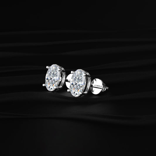 Oval Diamond Solitaire Earrings