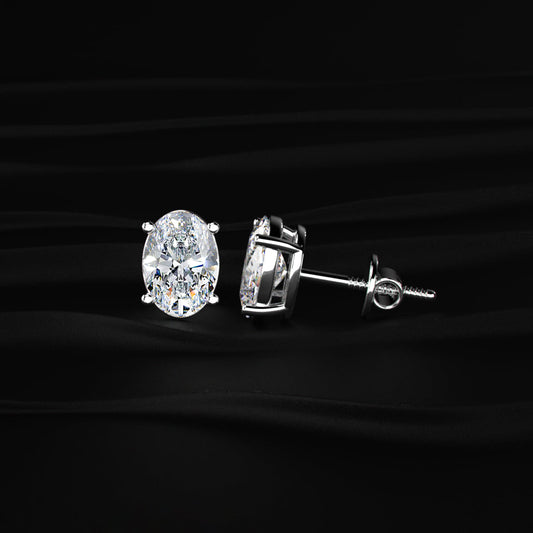 Oval Diamond Solitaire Earrings