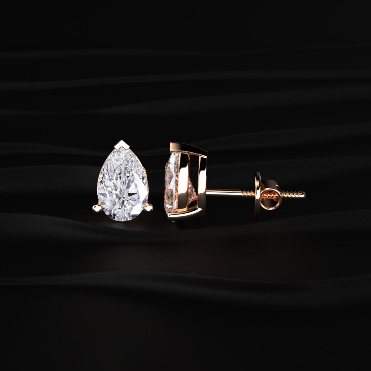 2 Carat Pear Shaped Diamond Earrings