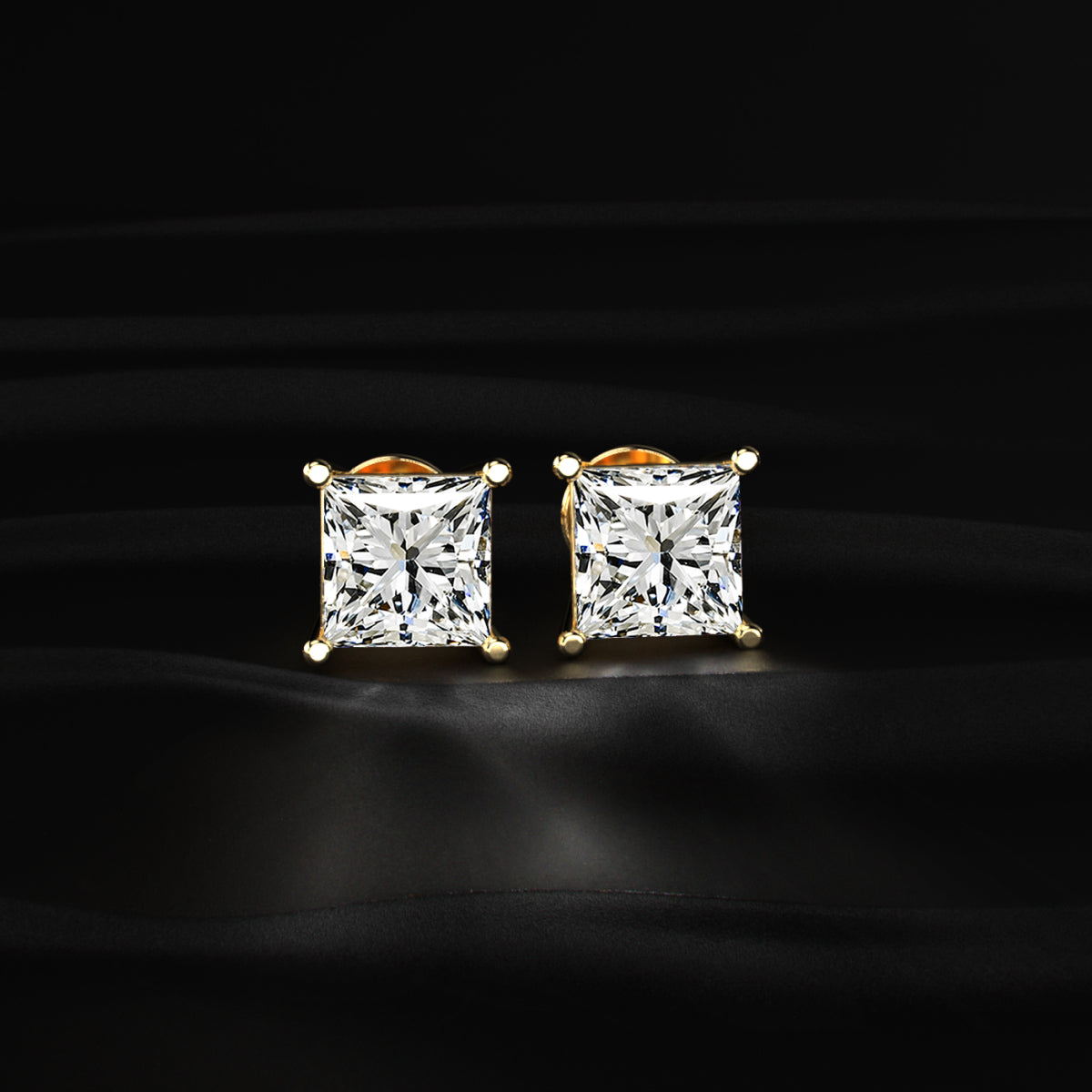 2ct Princess Cut Diamond Earrings
