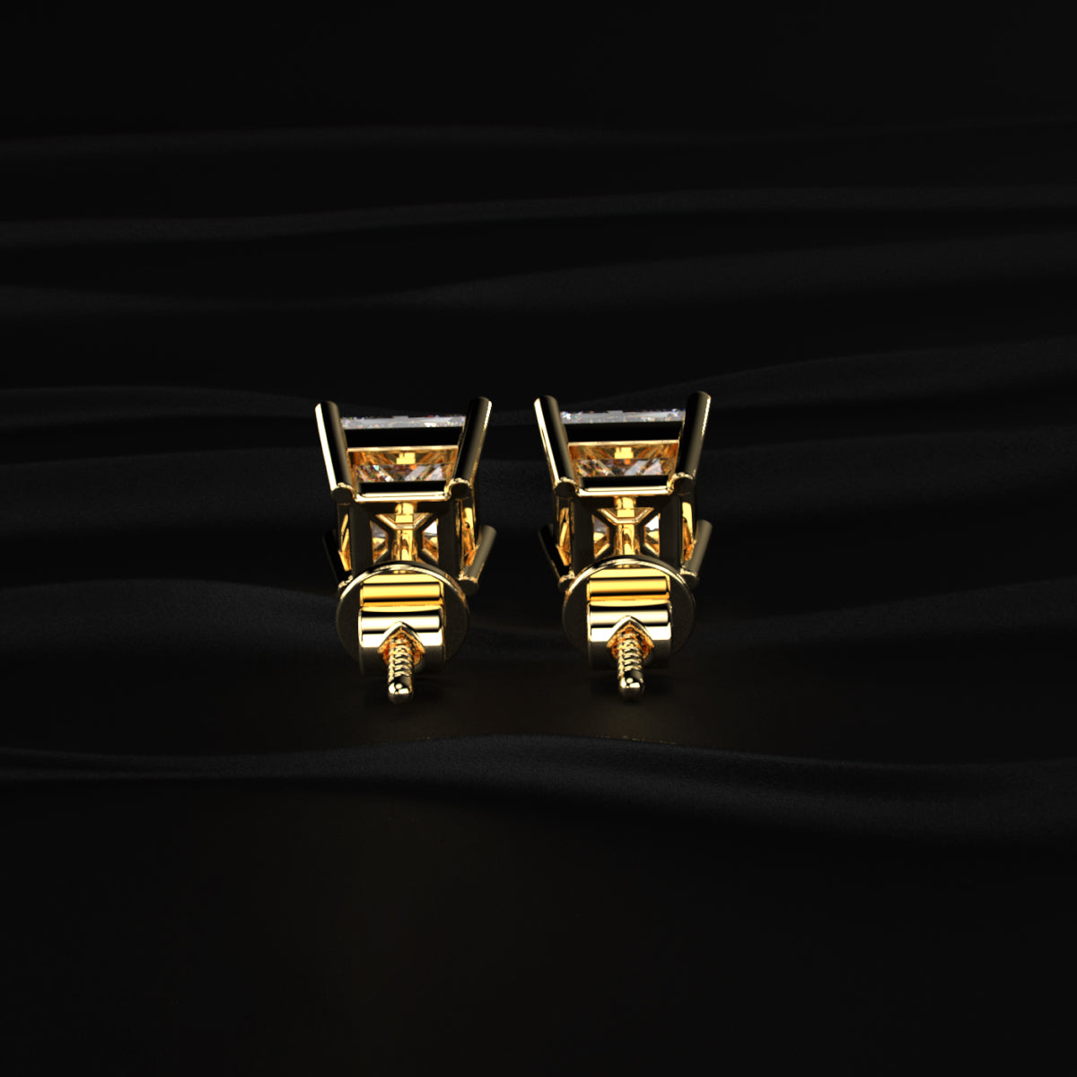 2ct Princess Cut Diamond Earrings