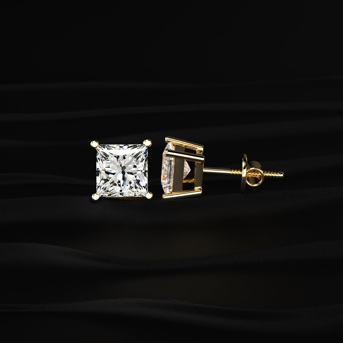 2ct Princess Cut Diamond Earrings