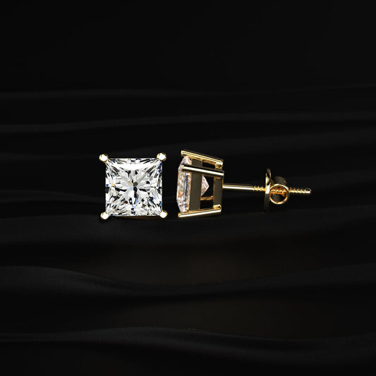 2ct Princess Cut Diamond Earrings