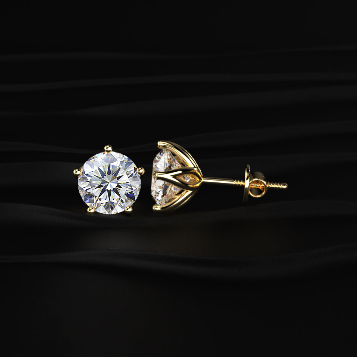 4ct Round Diamond Studs