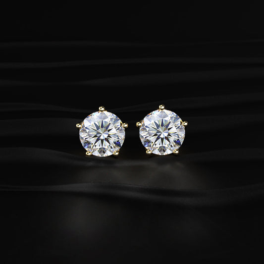 4ct Round Diamond Studs