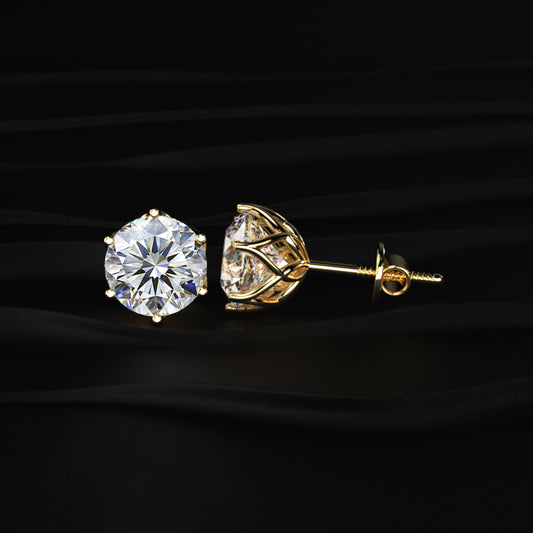 2 Ct Lotus Radiance with Round Solitaire Stud