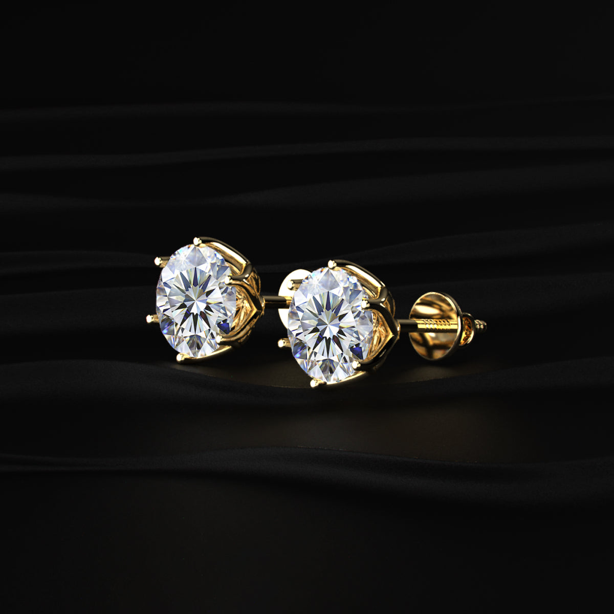 2 Ct Lotus Radiance with Round Solitaire Stud