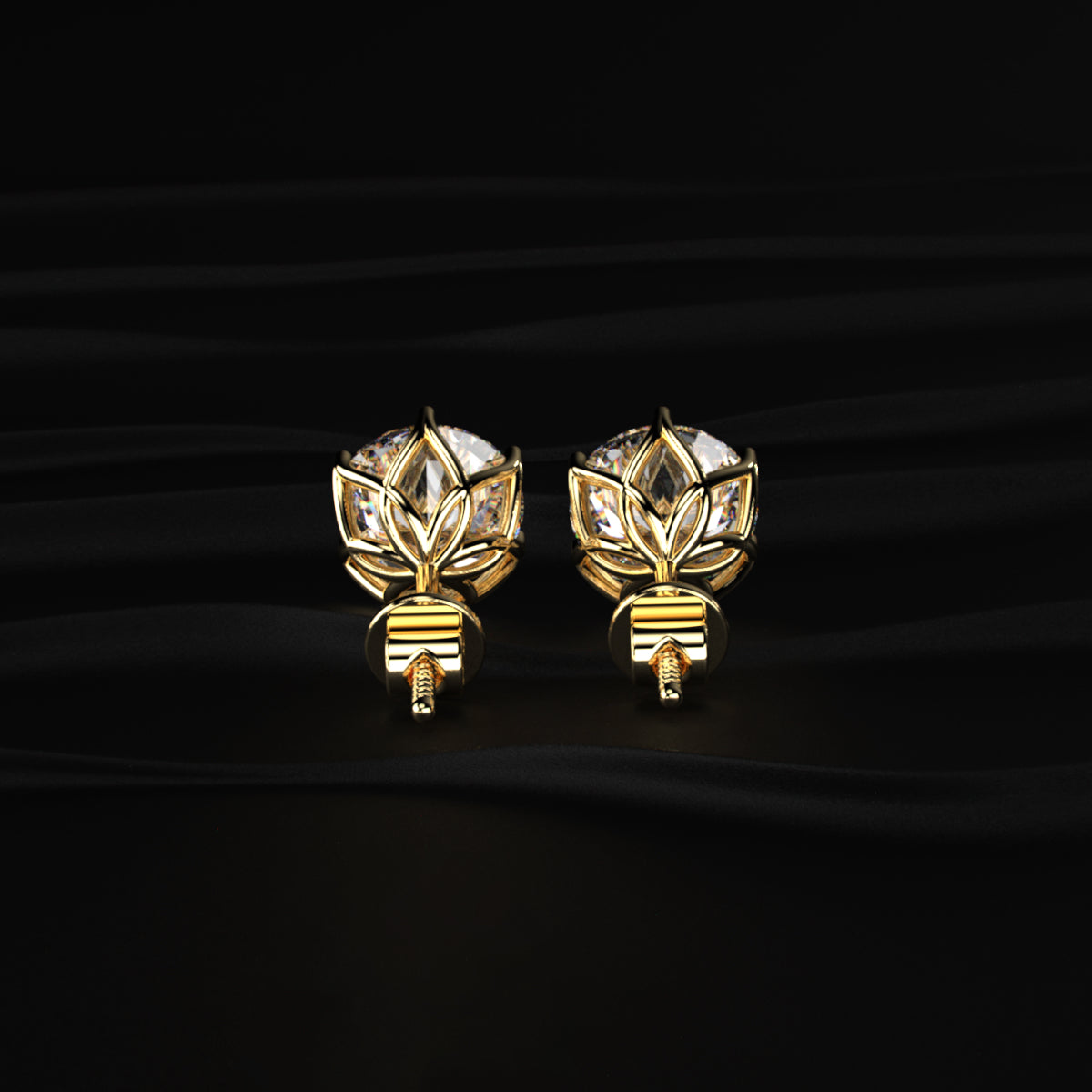 2 Ct Lotus Radiance with Round Solitaire Stud