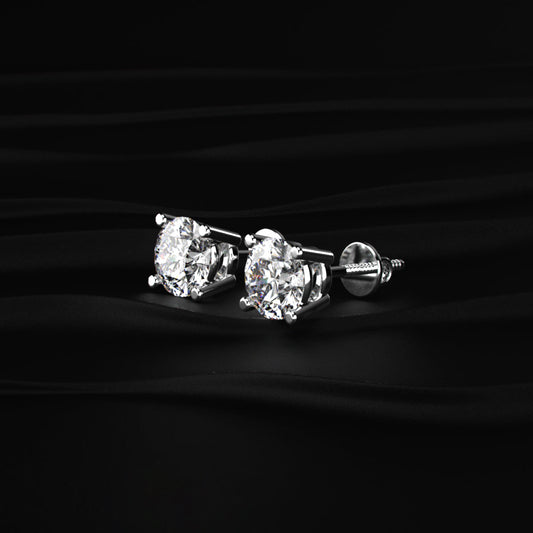 2 Carat Round Diamond Earrings