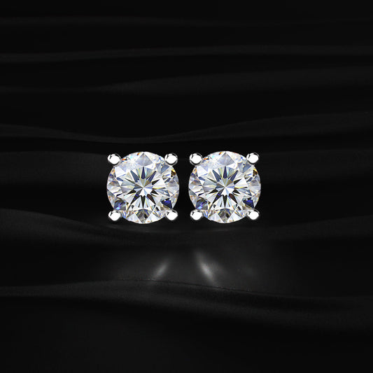 2 Carat Round Diamond Earrings