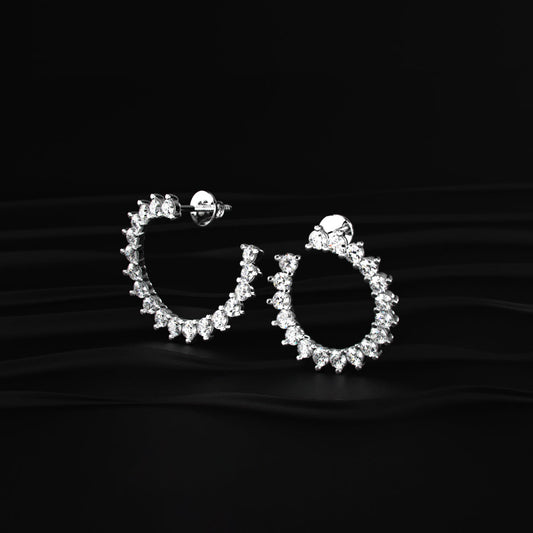 C Shape Diamond Stud Earrings