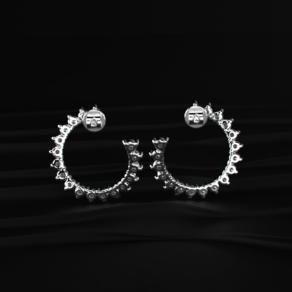C Shape Diamond Stud Earrings
