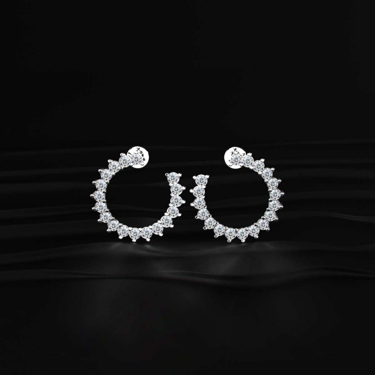 C Shape Diamond Stud Earrings