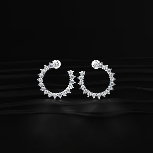 C Shape Diamond Stud Earrings