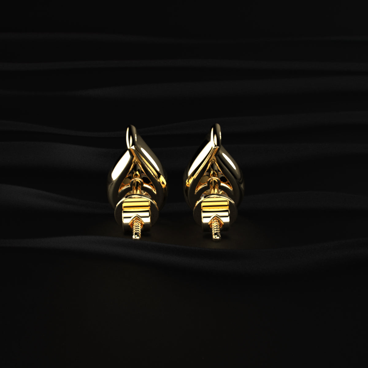 Round Diamond Teardrop Stud Earrings