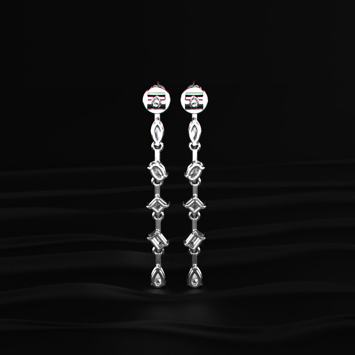 Six Multi Shape Diamonds Drop Earrings