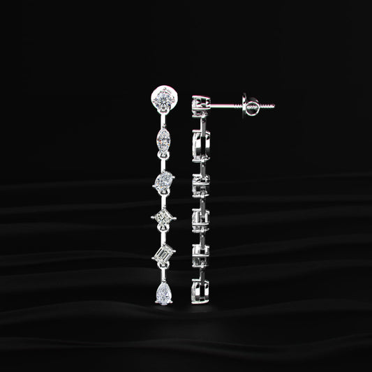 Six Multi Shape Diamonds Drop Earrings